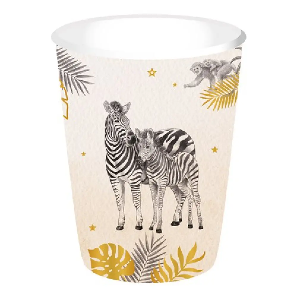 Kartonnen Bekertjes Baby Safari Nude – 8 stuks | 250 ml | Schattig & stijlvol jungle thema