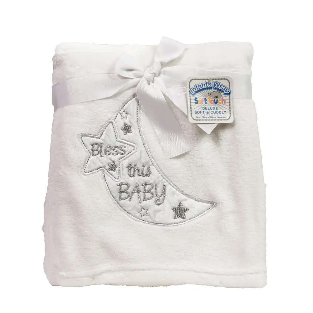 Soft Touch fleece deken met de tekst Bless this Baby