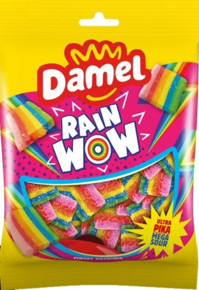 Damel Rain Wow – Vegan zure regenboog snoepmatjes (135 gram)