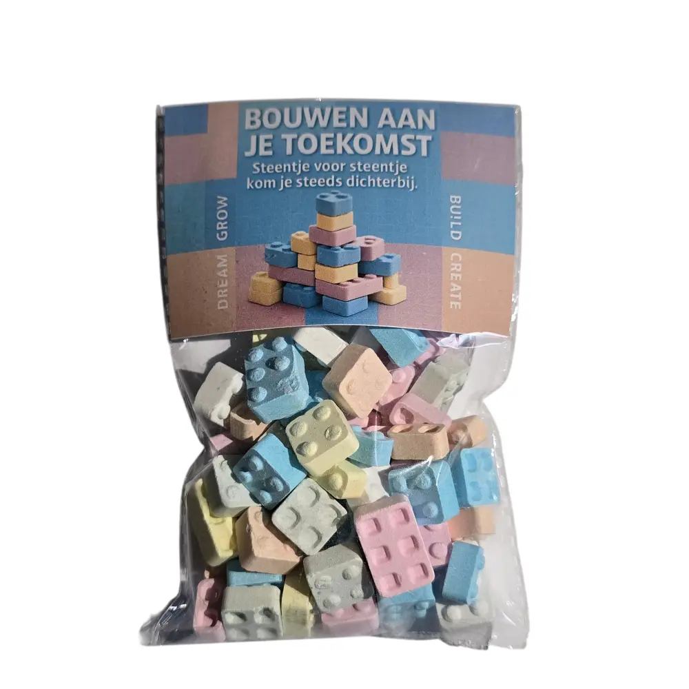 Bouwen aan je toekomst – Dextrose Bouwsteentjes (100 gram) – Inclusief stevige kartonnen wikkel