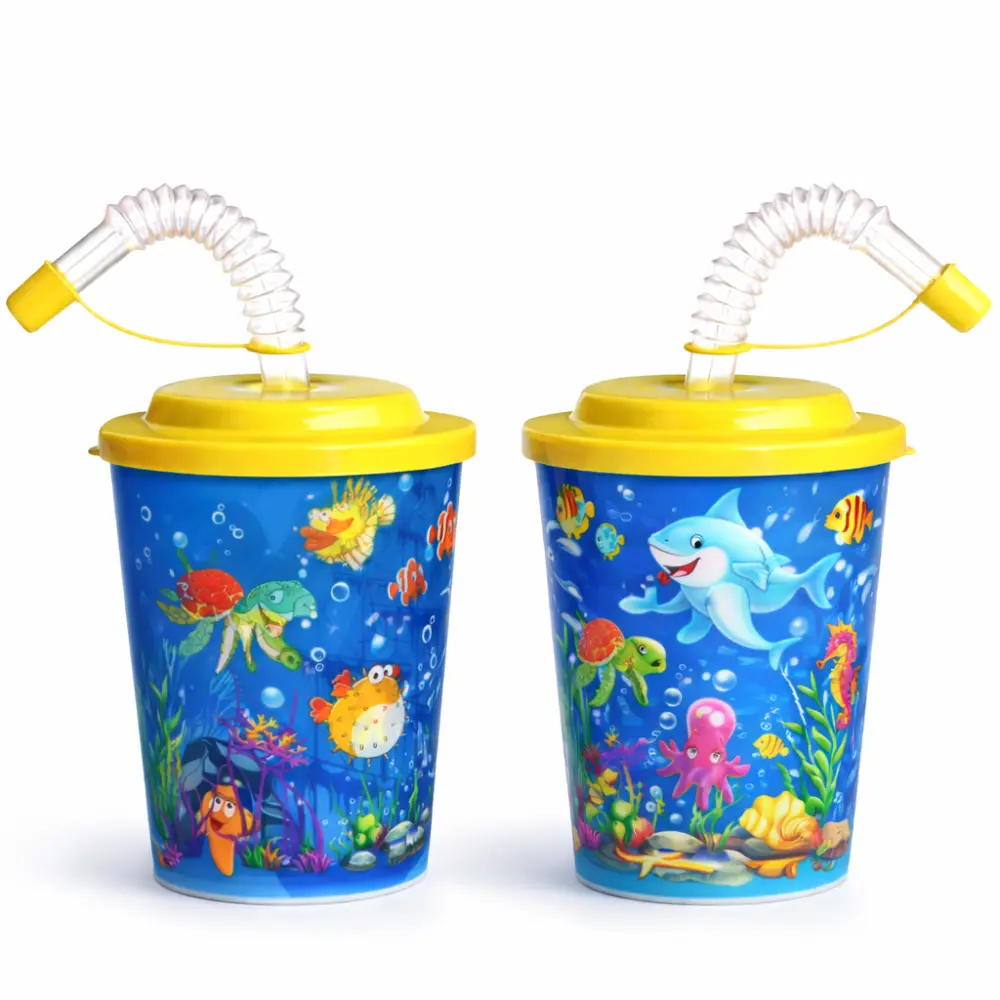 3D kinderbeker Zeedieren – herbruikbare beker met onderwaterdesign (300 ml)