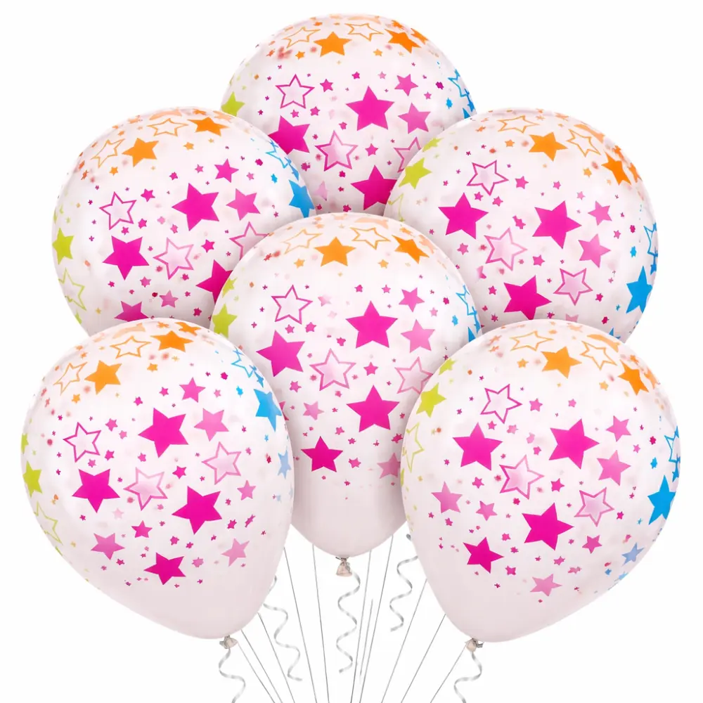 Clear Ballonnen met Neon Sterren 12 inch – 10 stuks