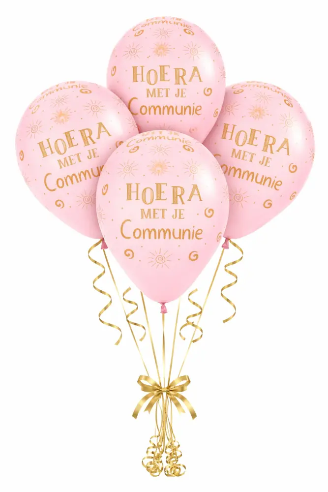 Communie Ballonnen Roze met Goud – 12 inch (30 cm) – 5 stuks