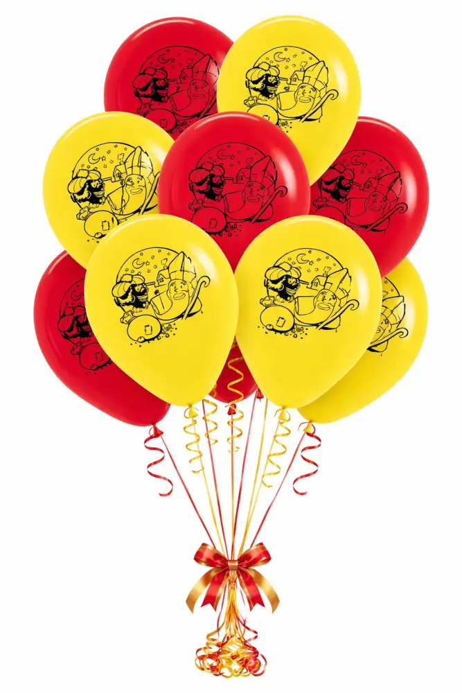 Sinterklaas & Piet Ballonnen Rood & Geel – 12 inch (30 cm) – 10 stuks