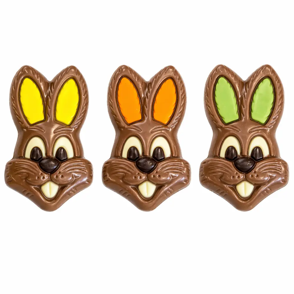 Chocolade hazenkopjes gekleurd – 150 gram (±9 stuks) | Paas chocolade traktatie
