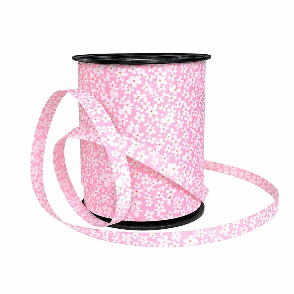 Lint roze met witte madeliefjes – per 5 meter