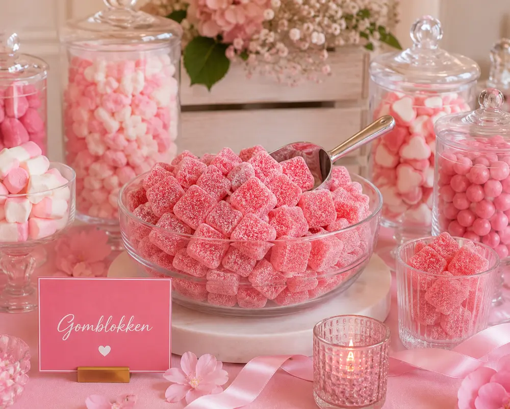 Gomblokken Roze/Rood Cassissmaak – 100 Gram