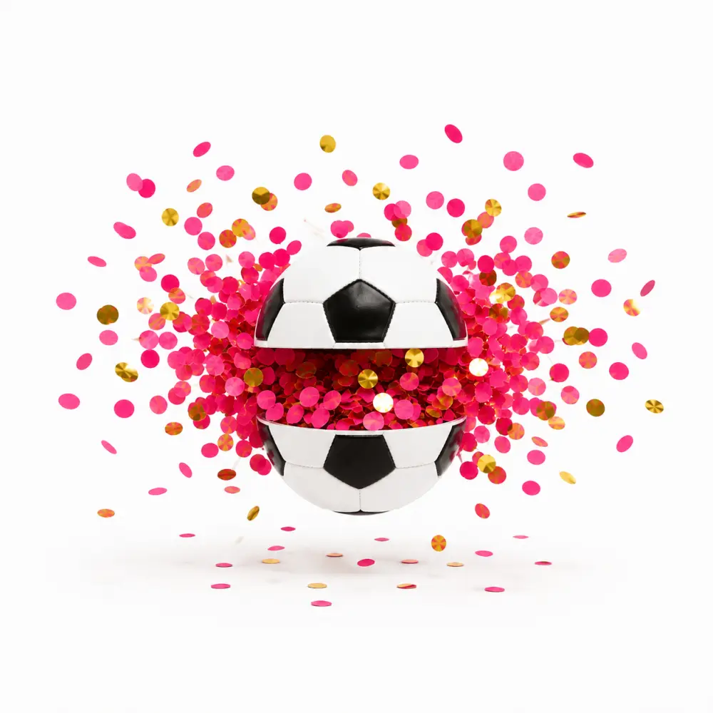 Gender Reveal Bal Meisje – Voetbal met Roze & Gouden Confetti