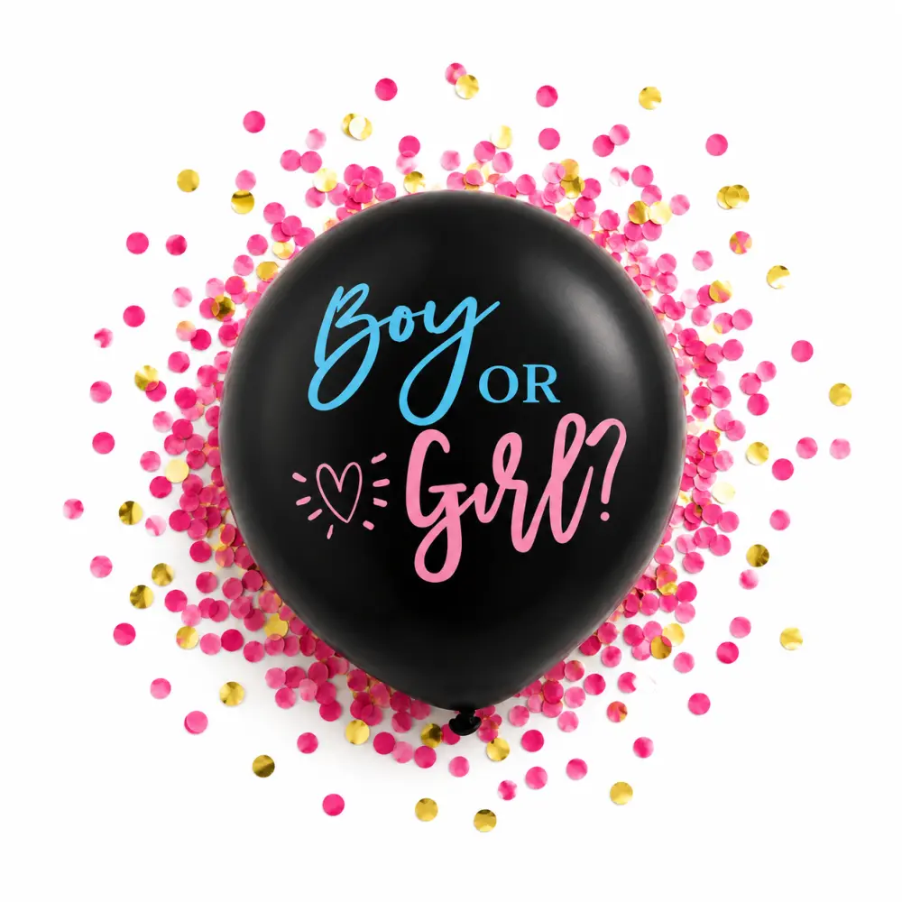 Gender Reveal Ballon Meisje – 91 cm met Roze Gouden Confetti