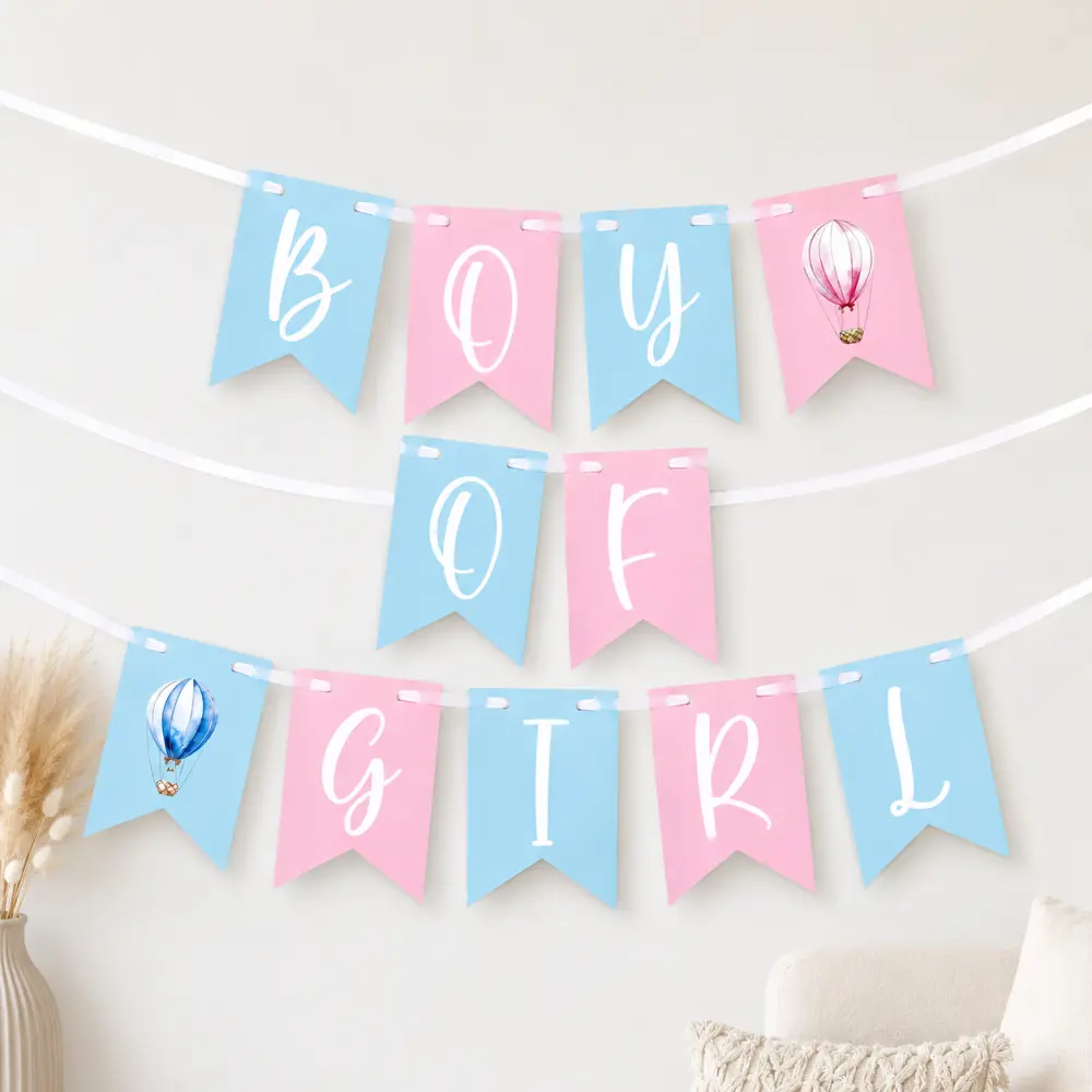 Boy or Girl Guirlande Roze Blauw – Gender Reveal Versiering