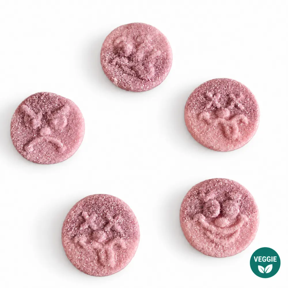 Zure Emoji Smile Snoepjes Roze – 5 Stuks (vegan)
