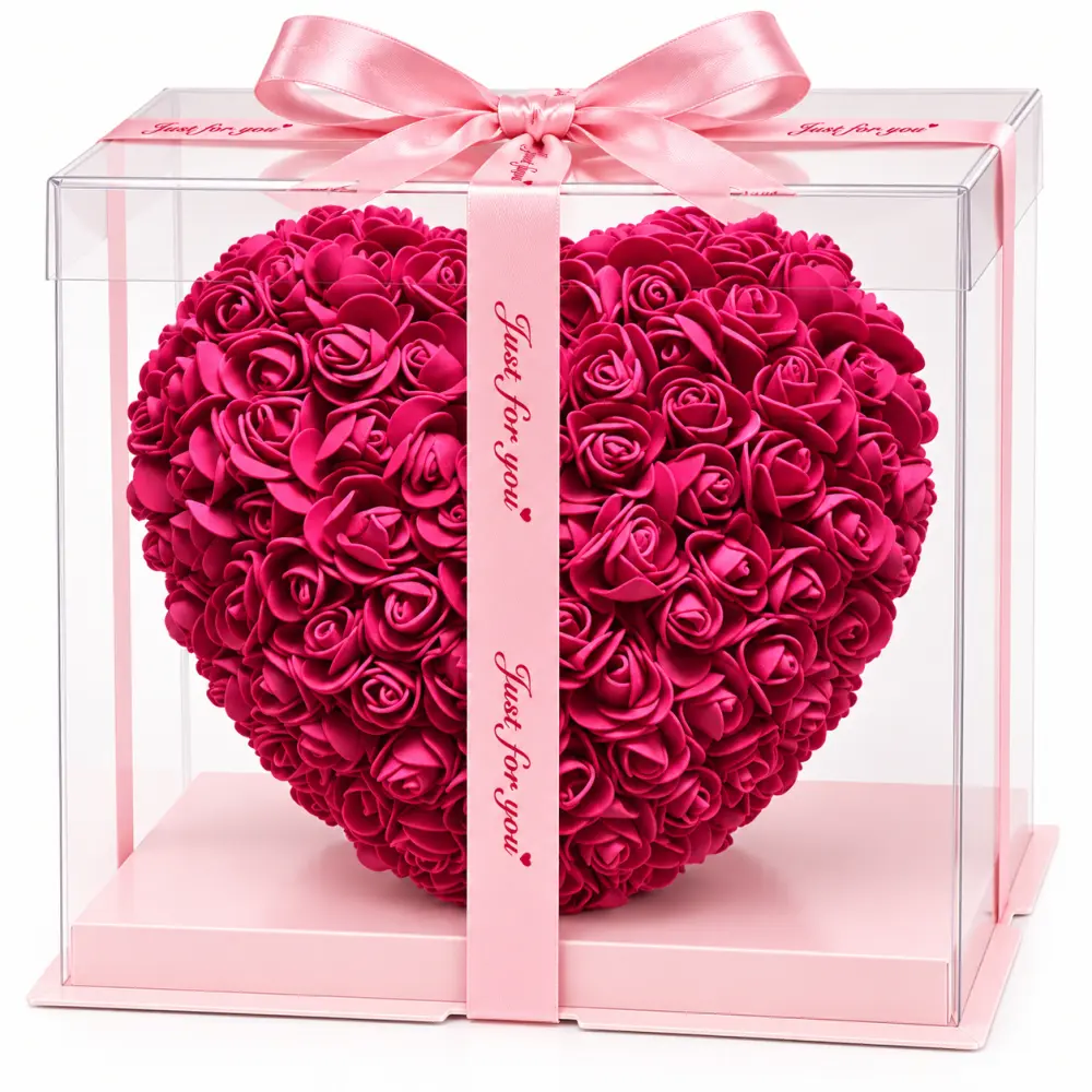 Donkerrood/Bordeauxrood Rozenhart – 20 cm | Inclusief Cadeaudoos