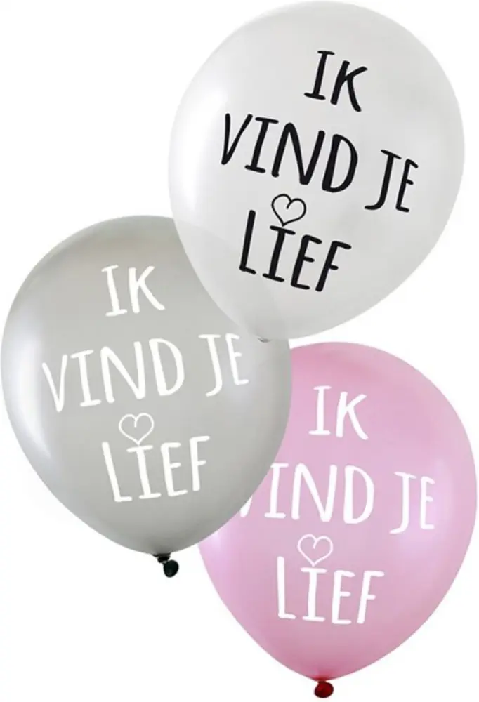 Ballon met tekst Ik vind je lief 6 - stuks 14inch