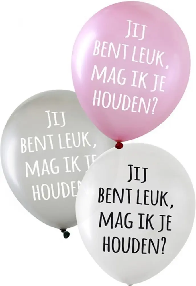 Ballon met tekst Jij bent leuk mag ik je houden? 6-stuks 14inch