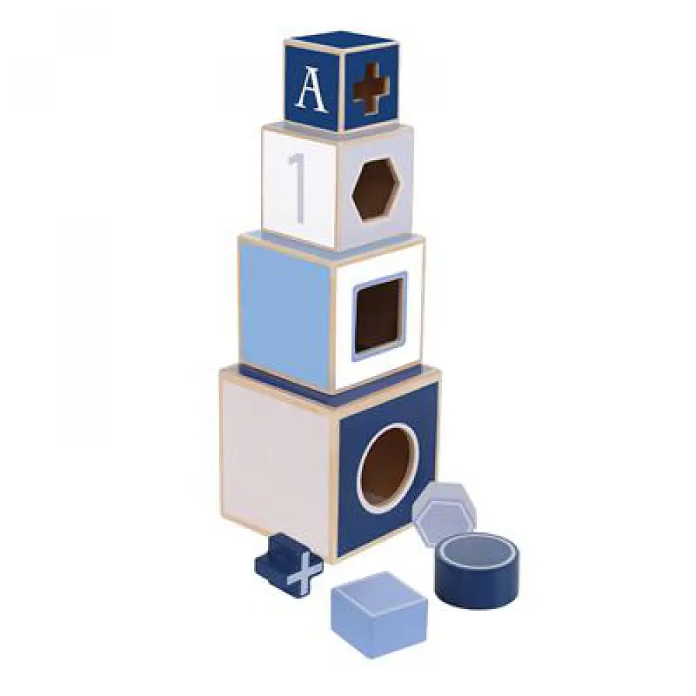 Jipy houten stapeltoren blauw