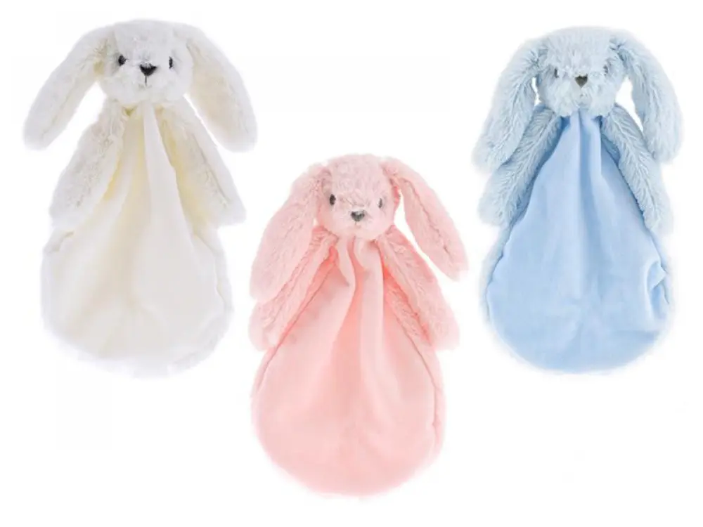 Pluche knuffeldoekje konijn - in drie verschillende kleuren.