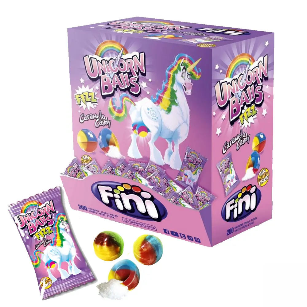 Unicorn snoep regenboogbal prijs per stuk (glutenvrij)