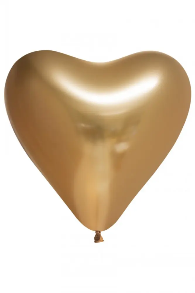 Hart ballon Chrome GOUD 6-stuks