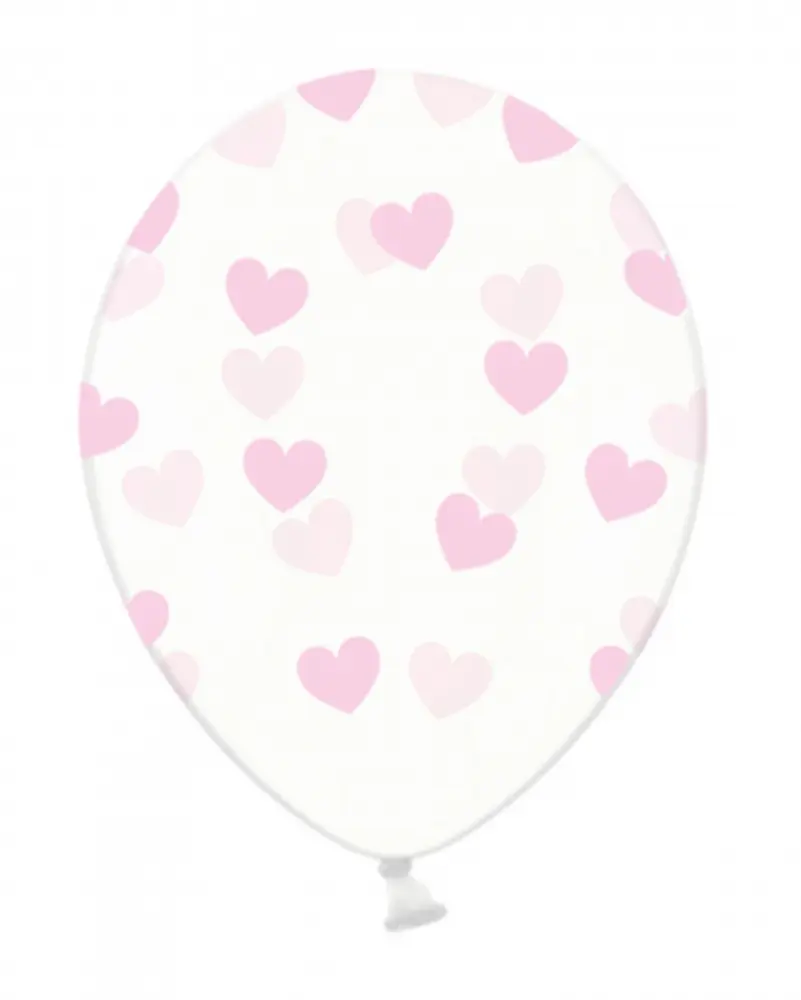 Ballon - Witte ballon met roze hartjes - 30 cm