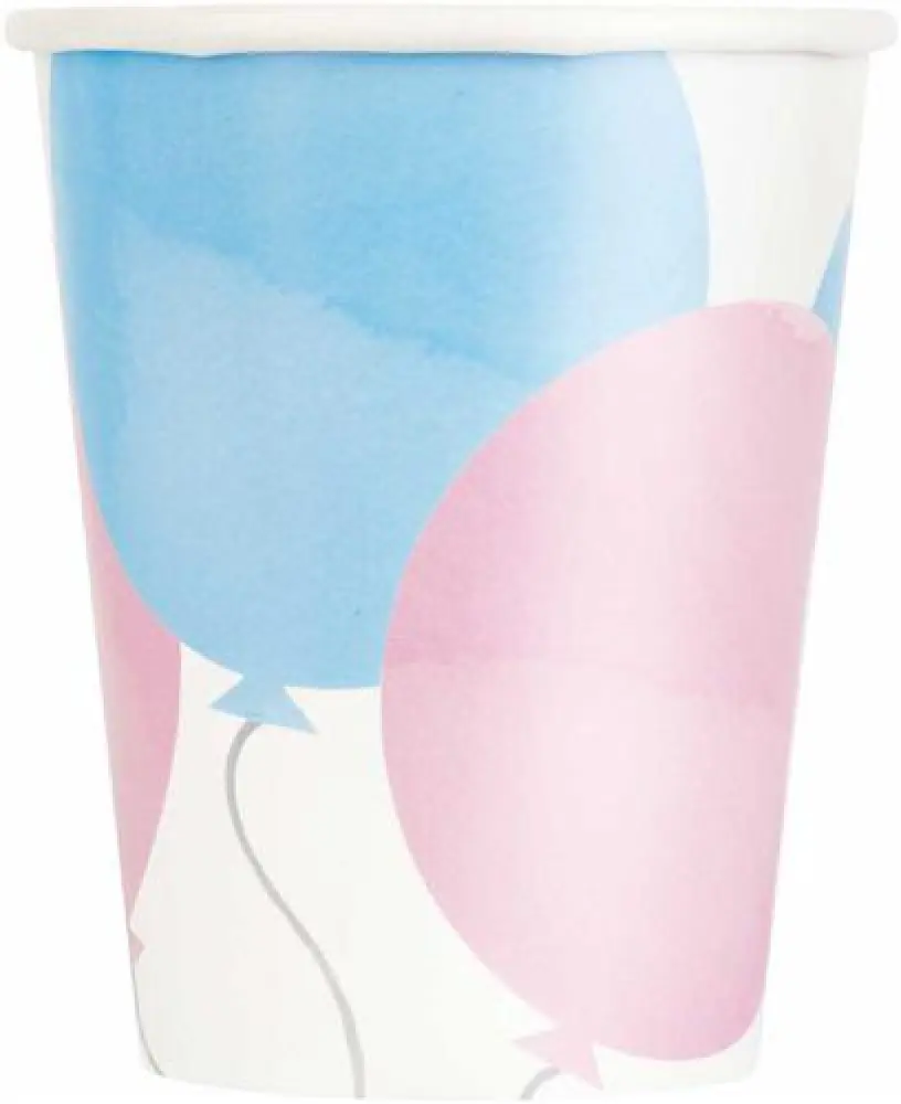 Bekers Gender Reveal karton 8-stuks