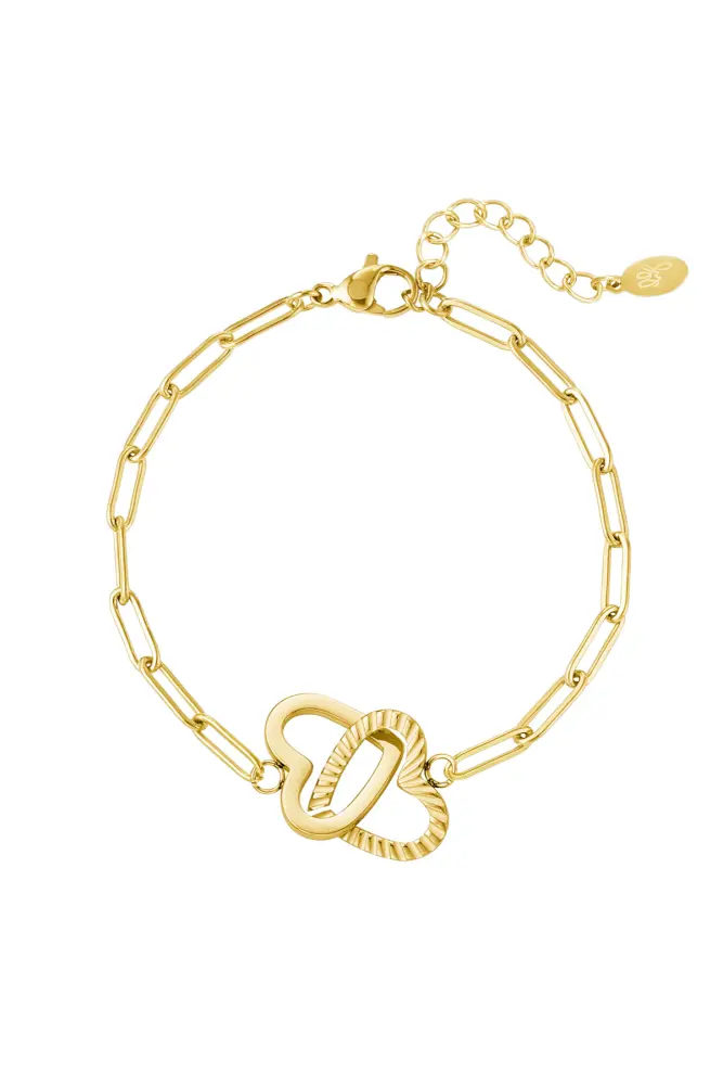 Goudkleurige Armband met Verstrengelde Harten - Een Harmonieuze Fusie van Liefde en Stijl