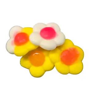 Bloemensnoepjes – Vrolijke veggie traktatie in geel, oranje, groen en wit 🌼🍬 100 gram
