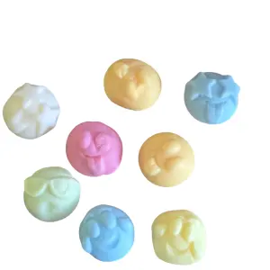 Zachte Emoji Snoepjes – Fruitige Pastelkleur (2,5 cm – 100 gram)