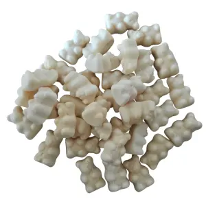💛 Vegan Gecertificeerde Beertjes Schuimpjes – Lichtgeel zachte snoepjes met vanillesmaak (100 gram)