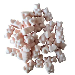 💕 Vegan Gecertificeerde Beertjes Schuimpjes – Roze zachte snoepjes met frambozensmaak (100 gram)