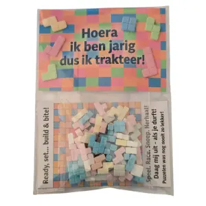 ⭐ 100 gram Tetrimino Snoep + Speelkaart – Durf jij de uitdaging aan?