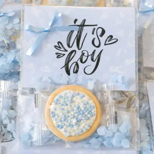 Vier de Geboorte van een zoon met Onze Unieke Geboortekoekjes met Blauwe Muisjes!