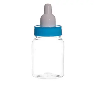 Babyflesje BLAUW zelf te vullen met snoepjes voor kraamfeest, geboorte, gender reveal ed.