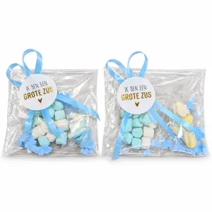 Geboortetraktatie BLAUW met tekst ik ben een grote ZUS
