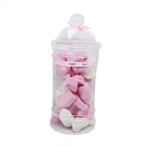 Snoeppot - Roze - wit schuimpjes babyshower