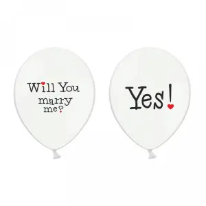 Ballon met tekst Wil you marry me? Yes 6-stuks