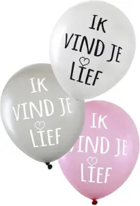 Ballon met tekst Ik vind je lief 6 - stuks 14inch