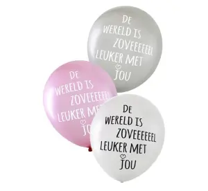 Ballon met tekst De wereld is zoveeeeeel leuker met jou 6-stuks 14inch