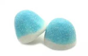  Blauw - wit jelly suiker snoepjes 100 gram