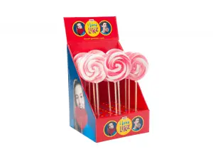Spiraal lolly roze - 9 cm - per stuk. 