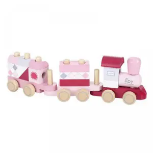 Jipy houten blokkentrein roze