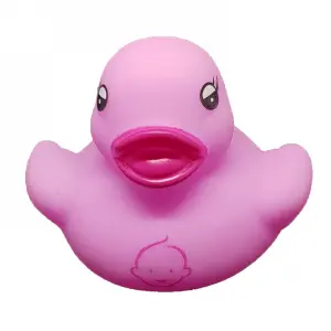 Roze badeendje met opdruk van babyhoofdje 5 cm