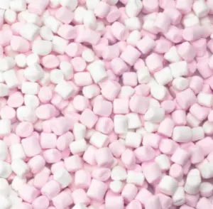 Mini marshmallow roze/wit prijs per 100gram