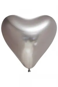 Hart ballon Chrome ZILVER 6-stuks