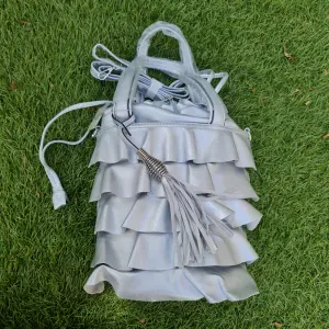 Kunstleren handtas met ruches kleur zilver