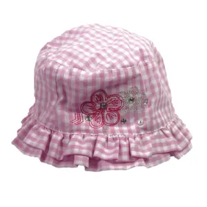 Baby hoedje roze/wit geruit 6-12 mnd