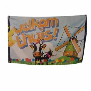 Vlag Hollandse uitstraling met de tekst Welkom Thuis.