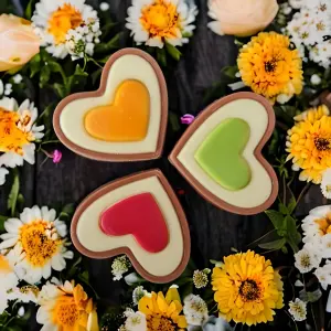 Groot chocoladehart 5 cm in cellofaanzakje 7-stuks