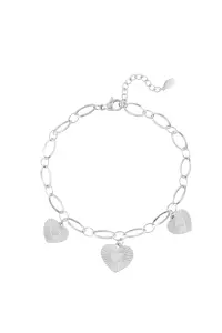 Zilverkleurige Schakelarmband met Drie Hartjes - Een Delicate Balans van Stijl en Sentiment