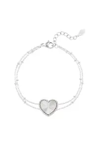 Dubbele Zilveren Armband met Bolletjes en Hart - Een Speelse Toets van Elegantie