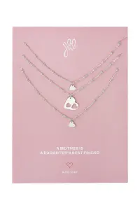 Zilverkleurige Stainless Steel Hartjes Kettingen Set voor Moederdag - Drie Kettingen, Eén Liefdevolle Connectie